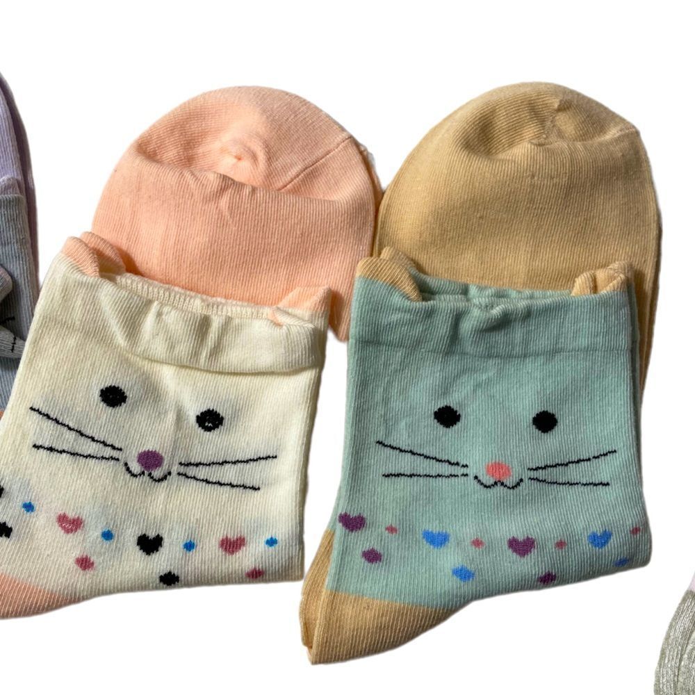 5 Pairs Colorful Cat Socks - Picture 4 of 5